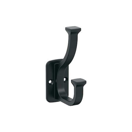 Amerock Alder Transitional Double Prong Matte Black Wall Hook H37007MB